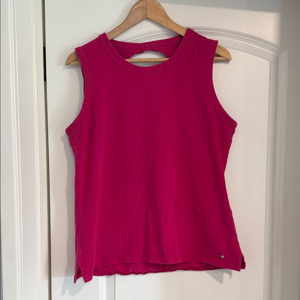 Kate Spade Women's Sleeveless Tank Top - Fuchsia Pink keyhole bow XL Shirt Party